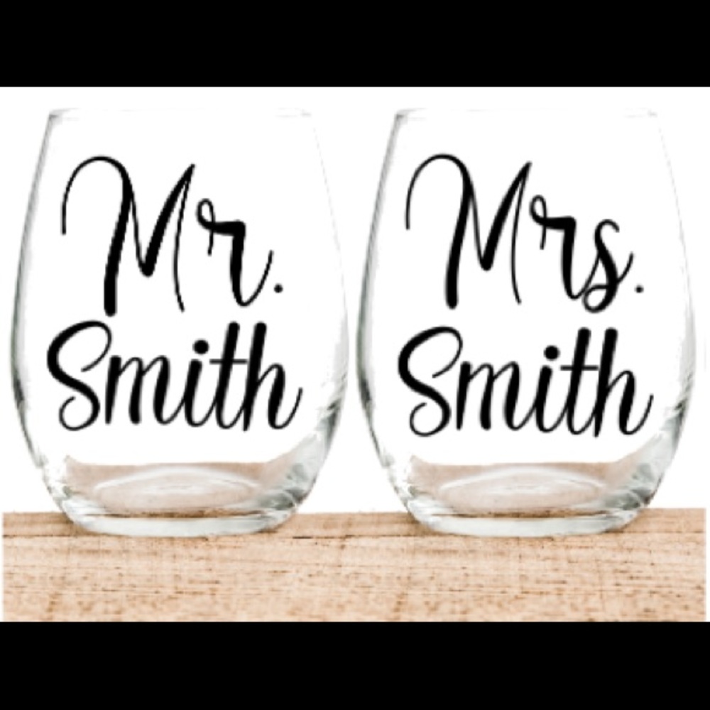 Mr & mrs smith wine cups